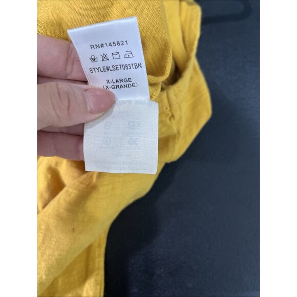 Three Bird Nest Jumpsuit Womens XL Mustard Lounge Jogger Tie Waist Sleeveless - Picture 6 of 8